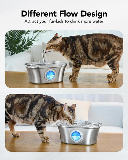 Ultra-Quiet Stainless Steel Cat Water Fountain for Cats & Dogs